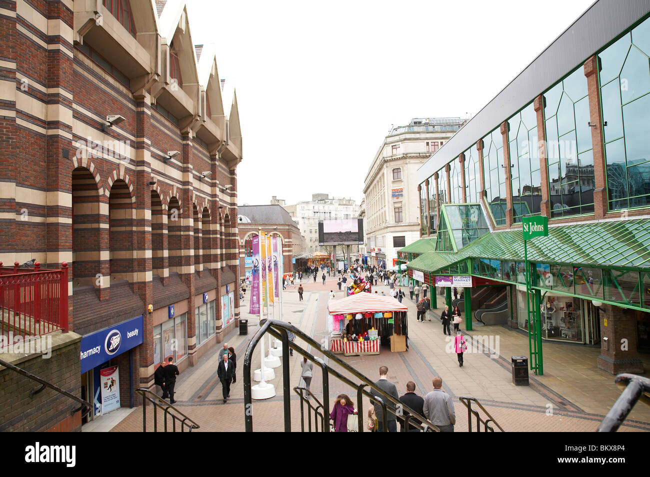 Looking towards Liverpool city centre with St John`s shopping mall Stock Photo